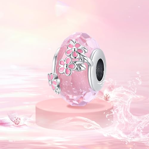 925 Sterling Silver Murano Charms, Clear Flower Beads Multi-color Women's Bracelet Necklace Jewelry Gifts2