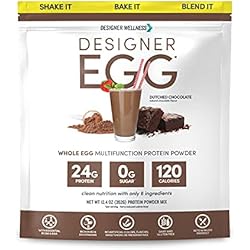 Designer Wellness, Designer Egg, Natural Egg Yolk & White Protein Powder, Keto and Paleo Friendly, Low Calorie, Less Fat and Cholesterol, Dutch Chocolate, 12.4 Ounce
