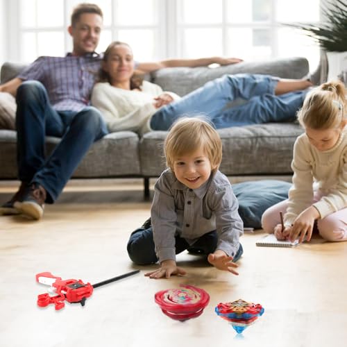Bey Burst Turbo Blade Set, 12 WDKXCN Stück Bey Kampfkreisel mit Kasten Metal Fusion und Launcher Griff, Bey-bla-de Starter Set, Bey Arena Blade Burst Turbo Set, Geschenk für Kinder Ab 6 Jahren