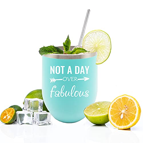 Wine Tumbler Glasses With Lid, Insulated Double Wall Vacuum Stainless Steel 12 Oz Travel Tumbler With Straw For Picnic Camping Party Or Family Daily Use (Mint Green) #TOP4
