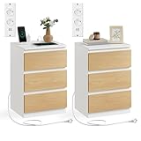 Nombreux rangements : Que vous ayez besoin de cacher votre livre ou de garder vos lunettes à portée de main, chaque table de chevet vous offre un grand espace grâce à son plateau spacieux et à ses 3 tiroirs faciles à ouvrir avec leurs façades biseautées