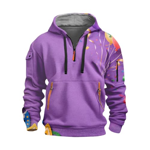 Sudadera con capucha corta para hombre con estampado 3D temático y bolsillos cómodos 3