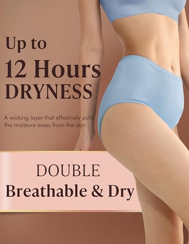 Image of AIRCUTE Washable Urine Absorbency Incontinence Underwear for Women Bladder Leak Proof Cotton Panties 60ML 5 Pack(Tricolor, 2X-Large)