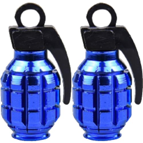 Trik Topz; LLC Valve Caps Grenade Blue 1 Pair/Pack - HGC-BL-2PK