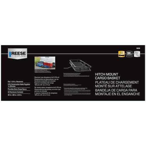 Reese Towpower 63155 Rambler™ Hitch Mount Cargo Carrier, 48 Inch x 20 Inch, 1-1/4 Inch Receiver, 300 lbs. Capacity by Reese - Image 5