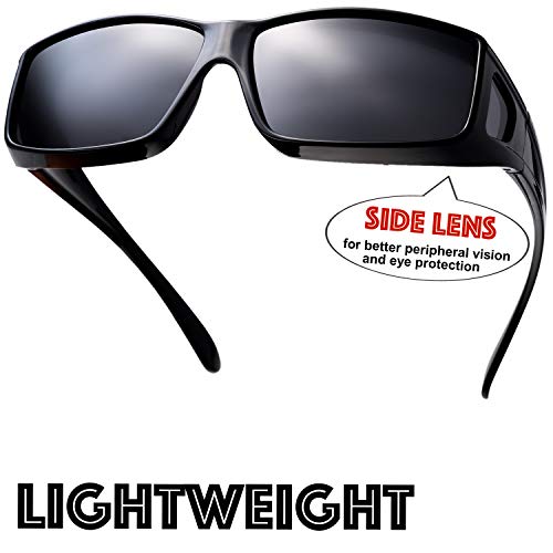 Image of The Fresh High Definition Polarized Wrap Around Shield Sunglasses for Glasses - Leather Eyeglasses Case