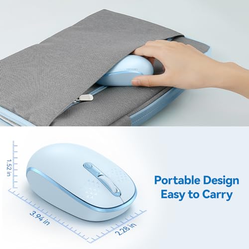 Image of TECKNET Compact Ambidextrous Wireless Mouse for Laptop Blue | 2.4G Quiet Computer Mouse with USB Receiver, 3 Adjustable DPI Portable Cordless Mice for Chromebook, Laptop, PC, Mac