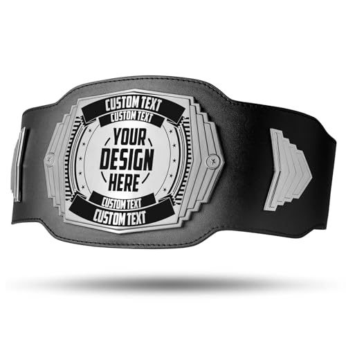 Ultimate 2lb Custom Championship Trophy Belt - Silver Plates | Black Leather