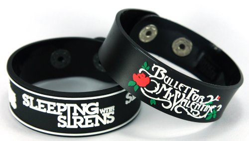 SLEEPING WITH SIRENS BULLET FOR MY VALENTINE 2PCS New! Bracelet Wristband 2X 97A26
