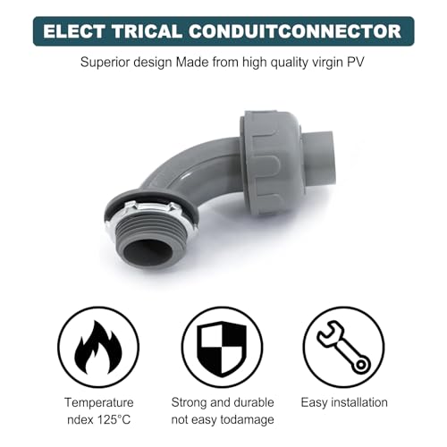 1-1/2 inch Liquid Tight Connector 90 Degree PVC Flexible Conduit Connector UL Listed Conduit Fittings(2 Pack by Wocloer - Used condition - Image 4