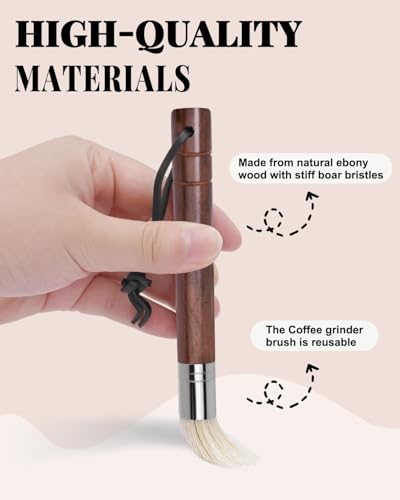 Image of 1+1 PACK Espresso Matt for Counter, Silicone Coffee Tamping Mat with Ebony Wood Boar Bristle Brush, Black Barista Mat for Counter, Tamping Station for Coffee Machine Accessories