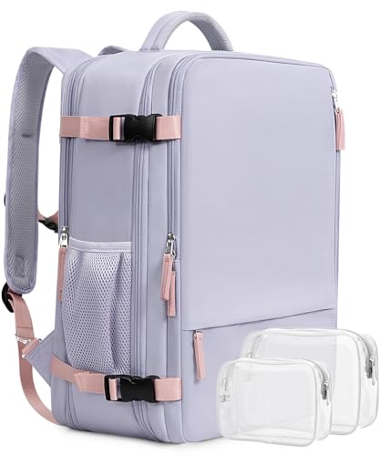Beraliy Travel Backpack for Women, Airline Approved Backpack, Carry On Backpack,17.3 Inch Laptop Backpack,Personal Item Bag for College Weekender Business Hiking, Purple