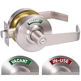 Euvovito Brushed Nickel Commercial Door Handle, ANSi Grade2, Vacant Occupied Bathroom Door Handle Lock, Commercial Privacy Lever Door Handles with Occupancy Indicator