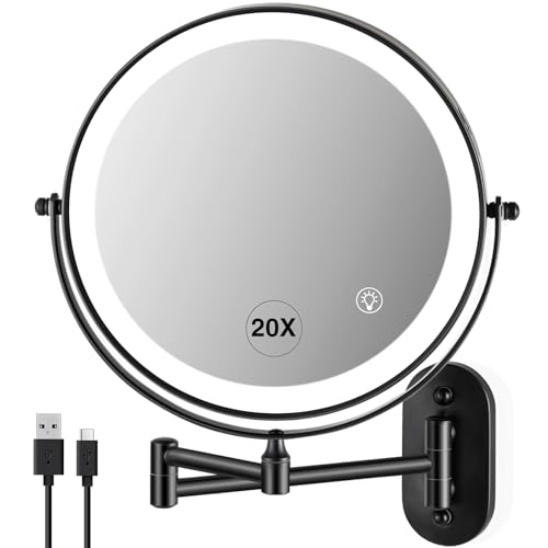 VORREMIRR Wall Mounted Makeup Mirror: 1x/20X Magnifying Mirror with Light,
