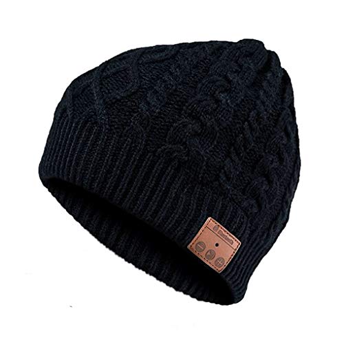 Bonnet Musique Bluetooth avec Ecouteurs Intégré sans Fil Rechargeable Bonnet Beanie Unisexe Music Beany Mains Libres pour Les activités de Plein air, Cadeau de Noël. (Noir)