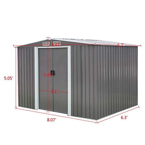 image for Kinbor Garden Tool Storage Shed Outside Building Shed 8x6 Feet Outdoor