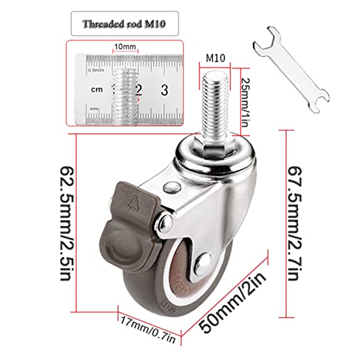 Roulettes de meuble M10 pivotantes en PU sans frein lot de 4 roues de rechange - 3