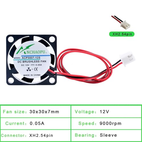 Ventilador ACP3007 30x7 mm 2 pines: refrigeración eficiente para impresoras 3D 3