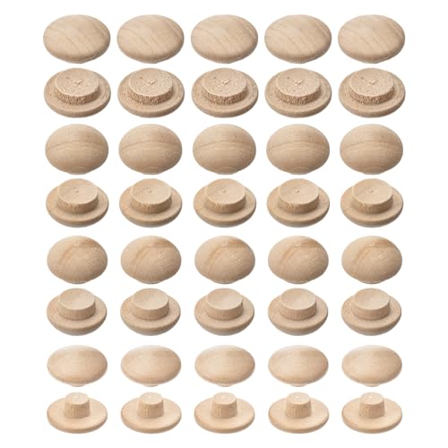 Image of uxcell Wood Plugs, 120Pcs 4 Sizes - Beech Wood Button Top Plugs, Screw Hole Covers, Decorative Wooden Cover for Stair Chair Craft Furniture Woodworking