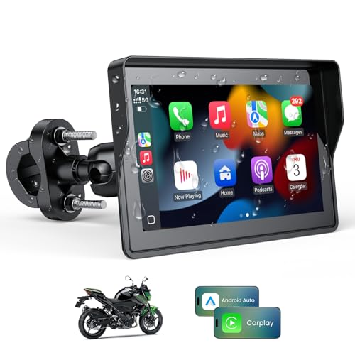 WonVon 5 Inch Motorcycle Carplay GPS Navigation System with Apple Carplay and Android Auto Portable Screen with Dual Bluetooth