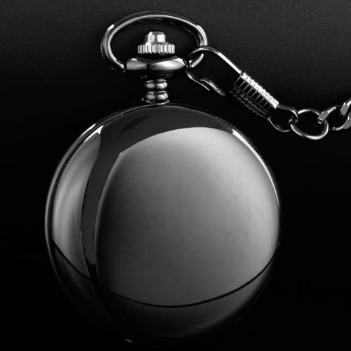 Image of Smooth Pocket Watch Alloy Steel Quartz Roman /Arabic Numerals with 37cm Chain for Father's Day Xmas Best Gifts