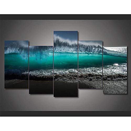 Image sur verre décoration moderne grand format lac vert 5 pces