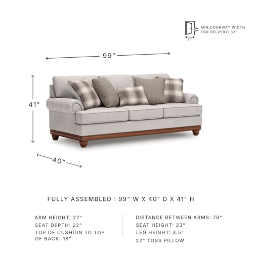 Image of Signature Design by Ashley Meadowview Sofa, 99 inch Large 3-Seater Couch, No Assembly Required, Transitional Farmhouse Style, Reversible Cushions & Sag-Resistant Platform, Sandstone Beige