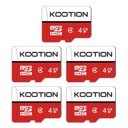 KOOTION 4 GB Micro SD Cards 5-Pack Class 4 MicroSD Flash Memory Card C4 TF Card with Adapter for MP3/MP4/Old Phones