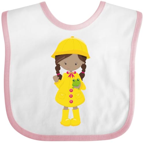 inktastic African American Girl, Raincoat, Rain, Boots, Frog Baby Bib