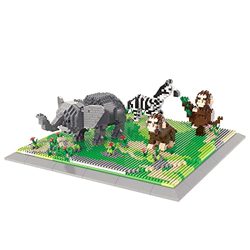 Larcele 1980 Stücke Mikro Bausteine Spielzeug Kit, Mini Tier Bricks Bauen Bauklötze Satz KLJM-04(Elefant, AFFE, Zebra)