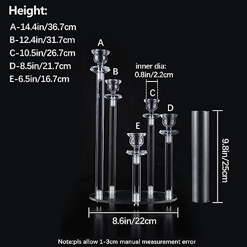 Wocadle WUS-YKLYG5TZT 5 Arms Acrylic Clear Candelabra Centerpieces thumb #4
