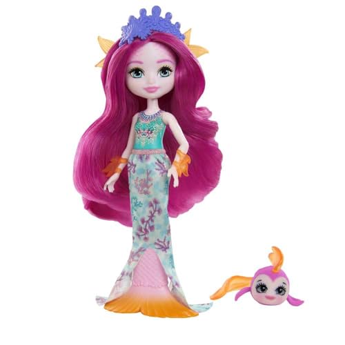 Enchantimals Muñeca pony ROYAL MAURA MERMAID & GLIDE Doll, color morado (Mattel GYJ02)