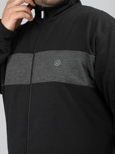 Image of CHKOKKO Men's Plus Size Winter Track Suit Zipper Set Black L,Sports Suit