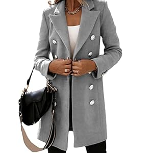 Générique Manteau en Laine mélangée à col Tailleur pour Femme Manteau croisé élégant à Revers cranté Manteau Cardigan d’hiver à Manches Longues