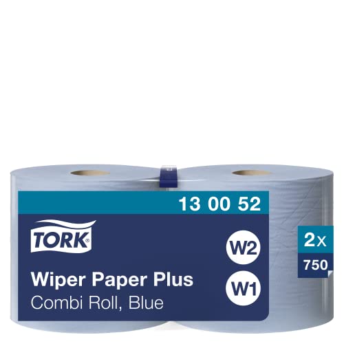 Tork 130052 Starke Mehrzweck Papiertücher für W1/W2 Systeme / 2-lagiges saugfähiges Papier in Blau / 2 x 255m