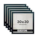 Kit 5 Molduras 30x30Cm Com Acetato e Fundo Quadro Parede Sala Corredor Decor (Preto)