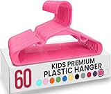 Utopia Home 60 Pack Kids Hangers - 11.5 Inch Plastic Baby Hangers for Closet - Childrens Hanger for Clothes & Infant Hanger for Closet - for Everyday Standard Use (Pink)