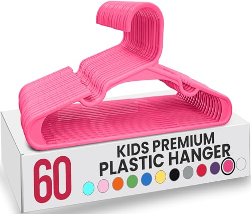 Utopia Home 60 Pack Kids Hangers - 11.5 Inch Plastic Baby Hangers for Closet - Childrens Hanger for Clothes & Infant Hanger for Closet - for Everyday Standard Use (Pink)