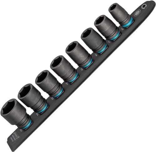 HAZET Smart-Rail 900S-SR/8 | Magnetic Base with 8 Slots, Drive: Square 12.5 mm (1/2 Inch), Output: External Hexagonal Traction Profile | Plastic Socket Strip for Socket Spanner