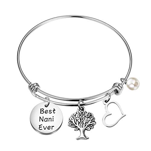 MAOFAED Mother’s Day Gift Nani Bracelet Best Nani Ever Nani Gift Mother Gift Grandmother Gift Mother’s Day Gift For Mom And Grandma