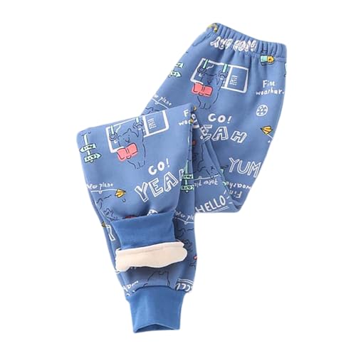 Boys Girls Fleece Sweatpants Elastic Waisted Cartoon Printed Thermal Lined Soft Joggers Loose Baggy Sports Pants