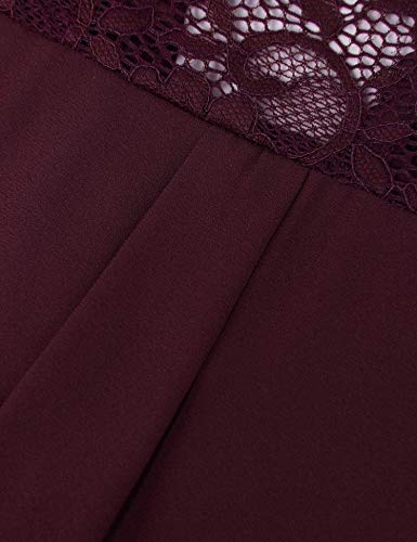 Gaharu Lace Blouse, Flutter Sleeve Tops Round Neck A Line Curve Hem Tunic Tees Ruffled Casual Easy Fit Basic Going Out Summer Shirts Dark Red,Large #TOP6