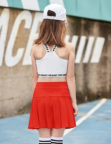 Image of Arshiner Girls Tennis Skirt with Shorts Pockets Athletic Pleated Golf Skort | Girls School Uniform Skirt, Sport, Performance, Running, Workout, Cheer, High Waisted, 4-13 Years