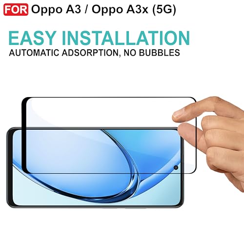 Image of CEDO Tempered Glass for Oppo A3x / A3 (5G) | Screen Protector Full HD Quality Tempered Glass Anti-Scratch Edge to Edge Coverage with Easy Installation Kit (Black)