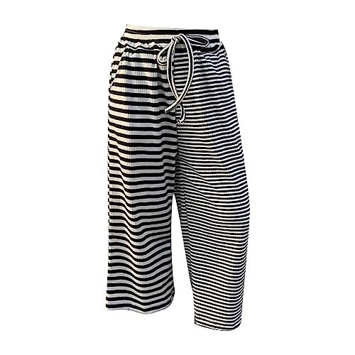 Little Girls Stripe Wide Leg Pants with Pockets Toddler Elastic High Waist Straight Leg Loose Pants Boys Fall Outfits