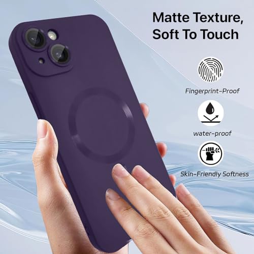 Image of Vaku Luxos Soft Silicon Mag-Safe Back Cover for iPhone 15 Full Lens Protection Silicon Case Scratch Resistant Slim Thin Military-Grade Protection - Dark Blue