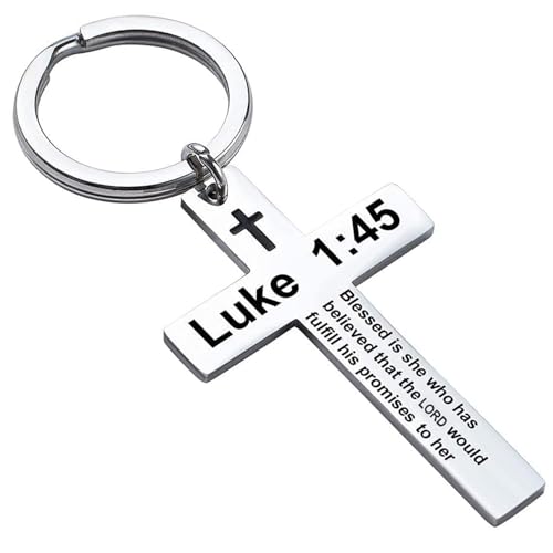 BAORIVER Cross Keychains Christian Jewelry - Bible Verse Luke 1:45