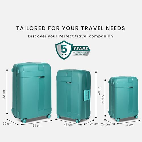 Image of CARLTON Vault | Cabin Trolley Bag, 55 Cm Small Hardsided Luggage | 8 Wheels, TSA Lock | Polypropylene | Premium Suitcase for Travel | 5 Year International Warranty | Green