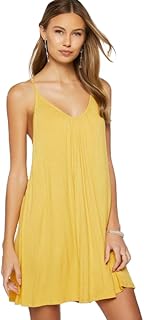 فور ايفر 21 فستان قصير بحمالات رفيعة للنساء مقاس M اصفر ذهبي