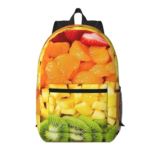 Sac à dos noir imprimé fruits arc-en-ciel 43 cm multi-poches voyage